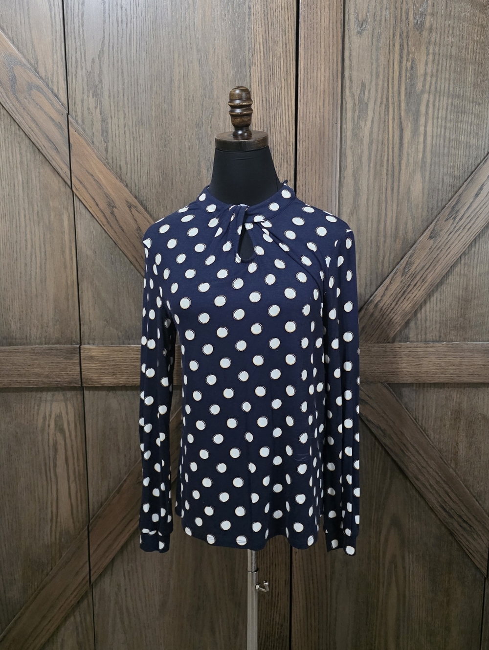 Boden Navy and White Polka Dot Long Sleeve